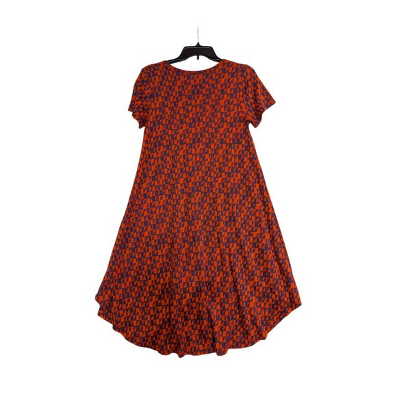 LuLaRoe Carly Dress XXS Red & Blue Geometric Pattern - Picture 2 of 4